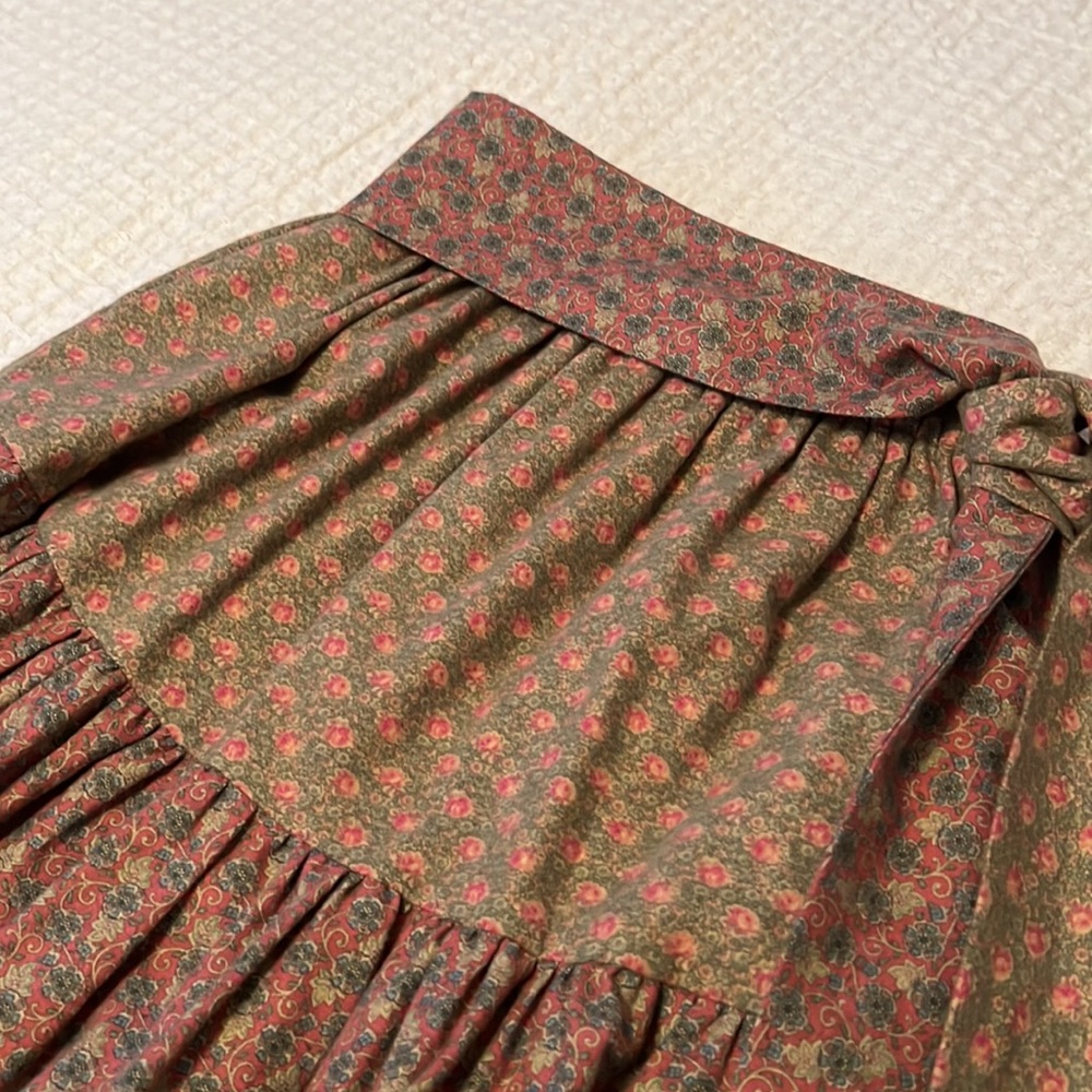 Laura Me Cotton Blend Tiered Midi Floral Print Elastic Waist Skirt with Tie Belt - Picture 3 of 16
